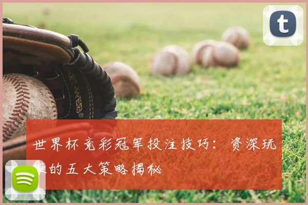 世界杯竞彩冠军投注技巧:资深玩家的五大策略揭秘